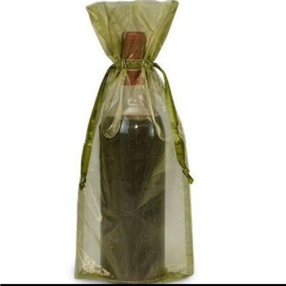 25 Moss Green Organza 6.5" x 15" Wine Bags with Drawstrings ~ Wedding Christmas